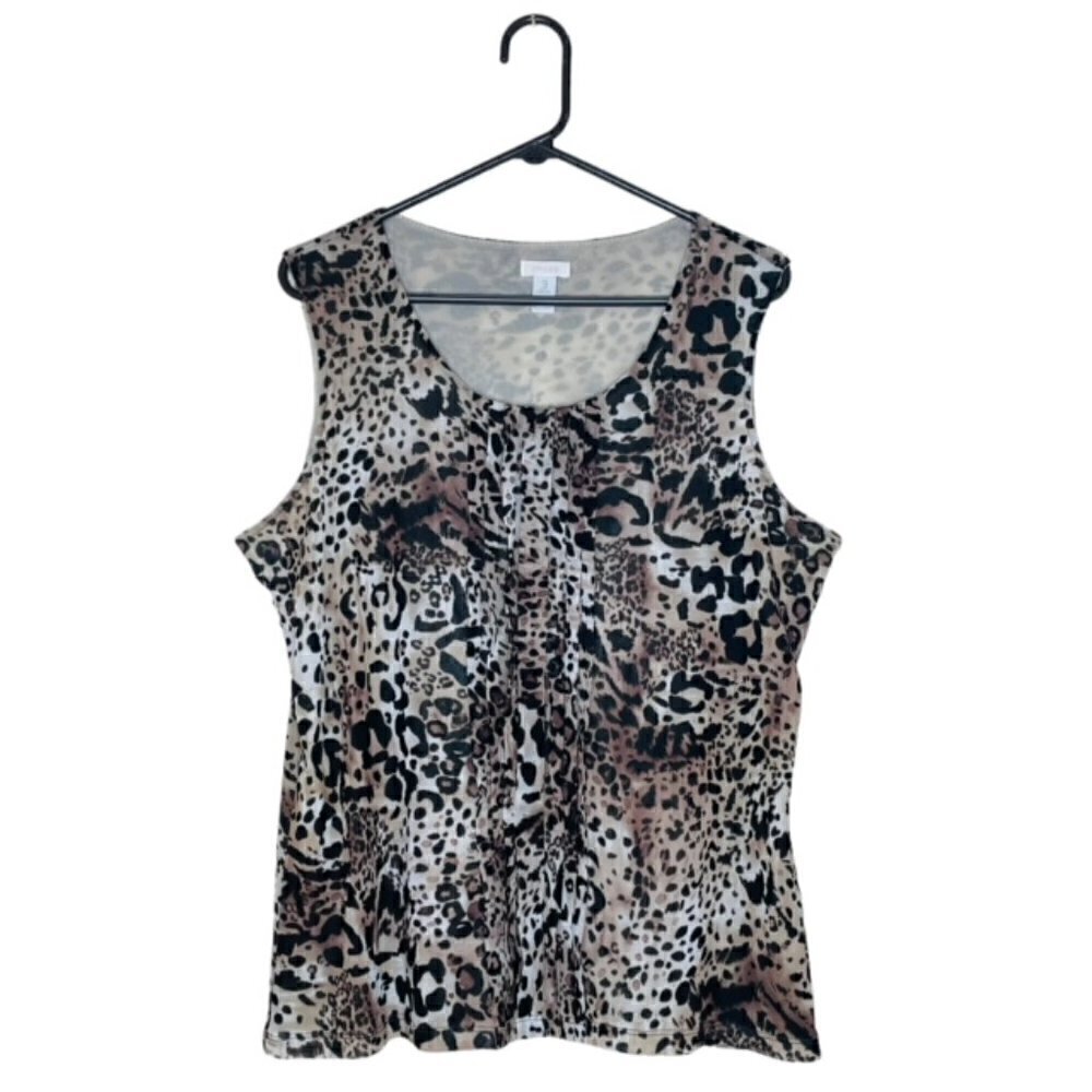 CHICO'S Animal Print Sleeveless Blouse - Size XL